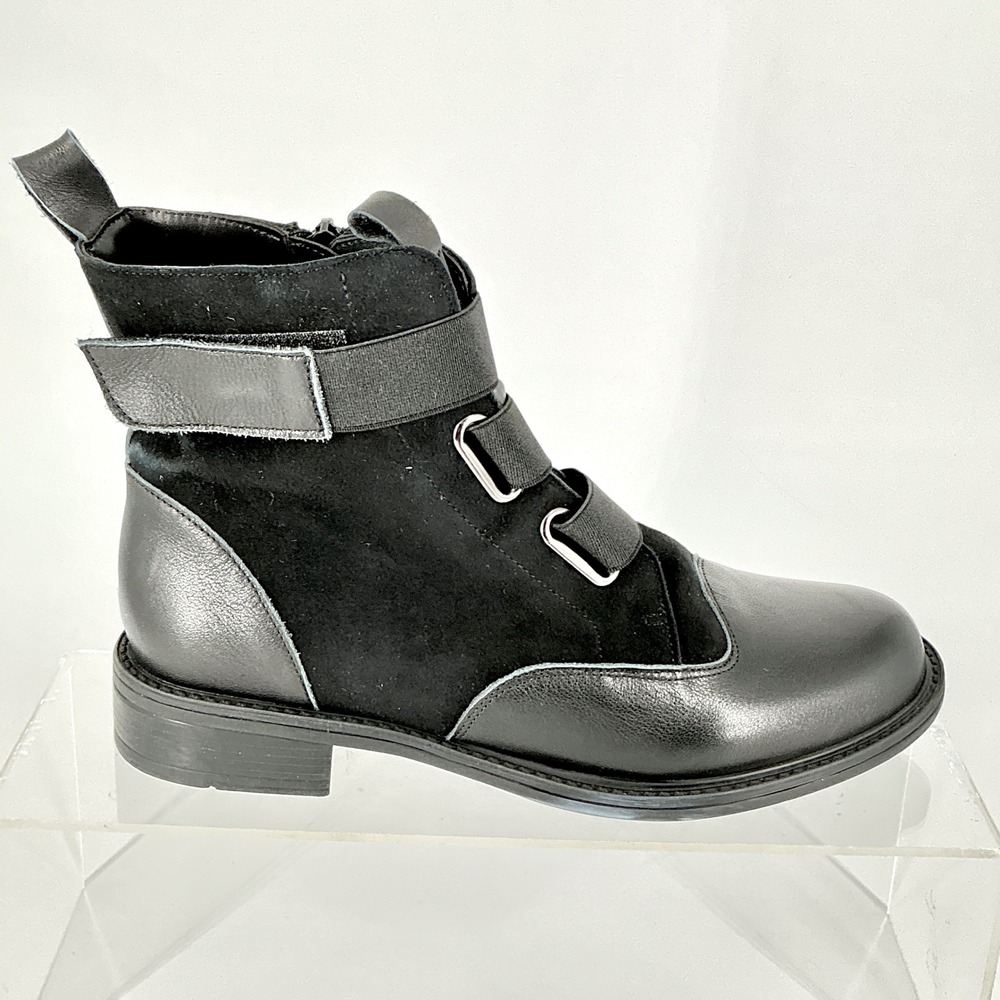 David Tate Size 7.5 Black Leather Suede Combat‎ Boots NEW Club Water-resistant